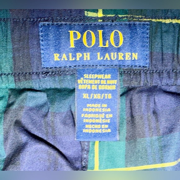 Men’s Polo Ralph Lauren Blue and Green Plaid Pajama Pants - Picture 2 of 4